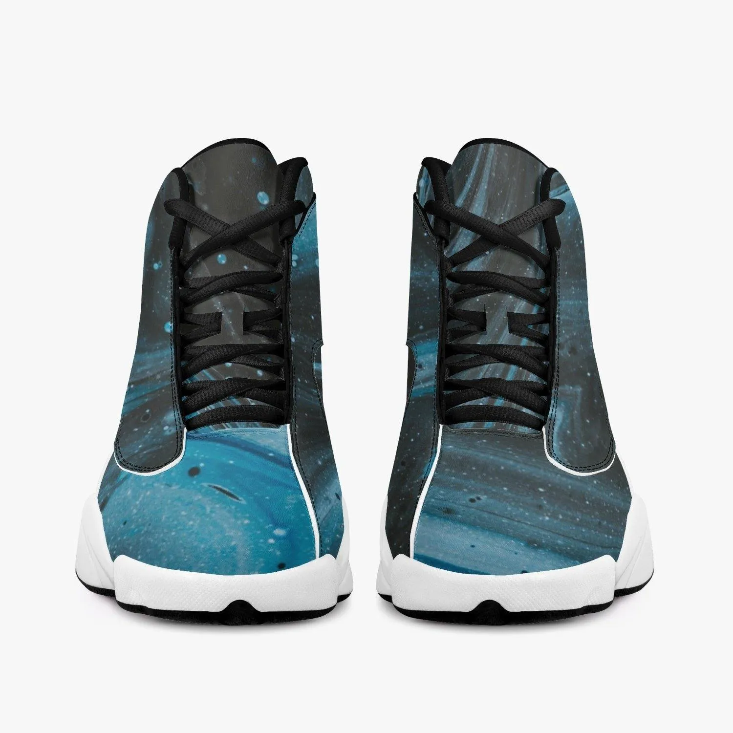 High-Top Leather Basketball Sneakers - Black
